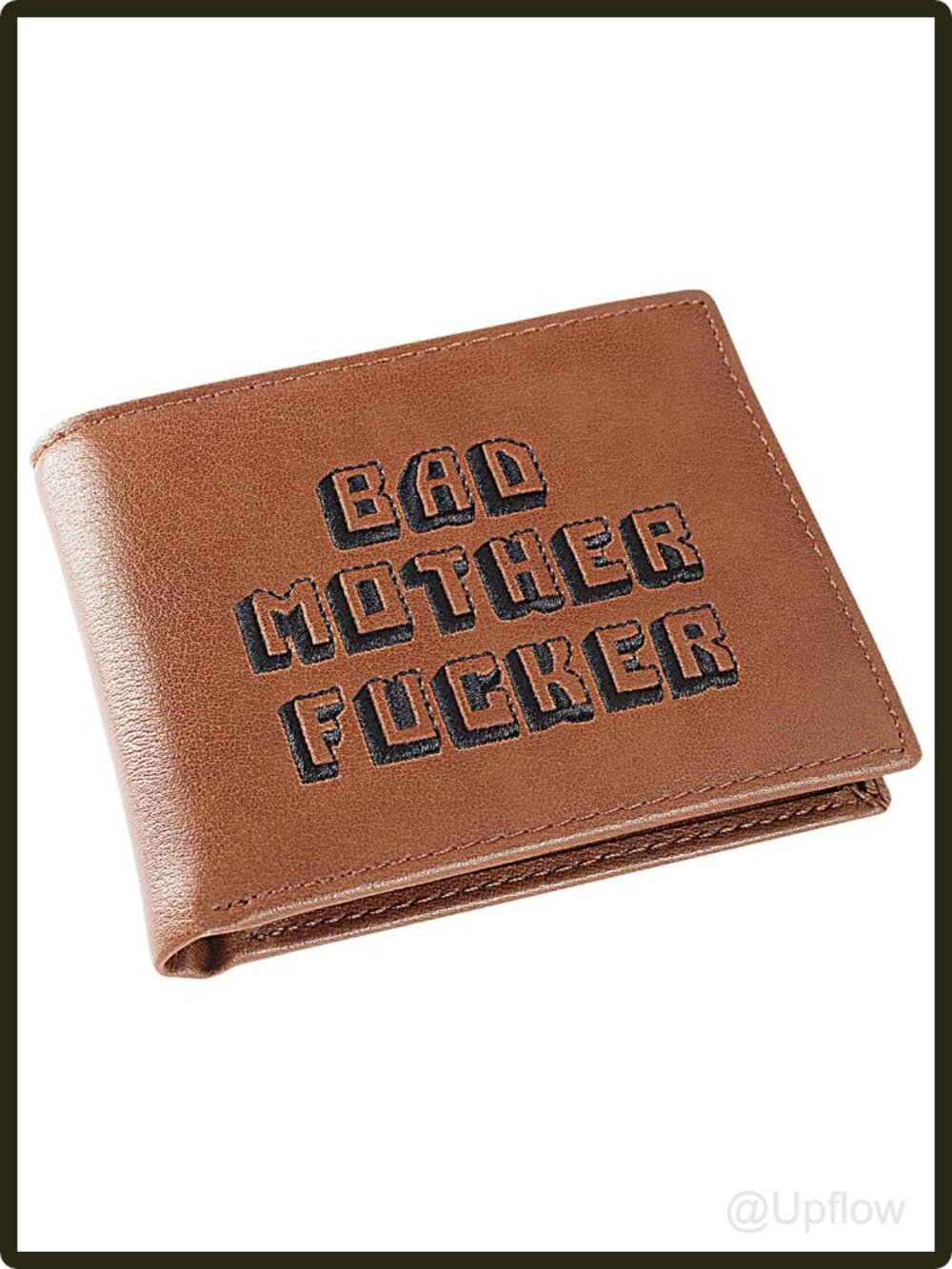 Men's Genuine Leather Bifold Wallet Embroidered Letter Print Card Holder Gift